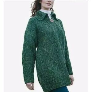 Carraig Donn Ireland Fisherman Cable Knit Cardigan Sweater Sz S 100% Pure Wool